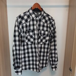 Black & White Checkered Unisex Button-Up Shirt